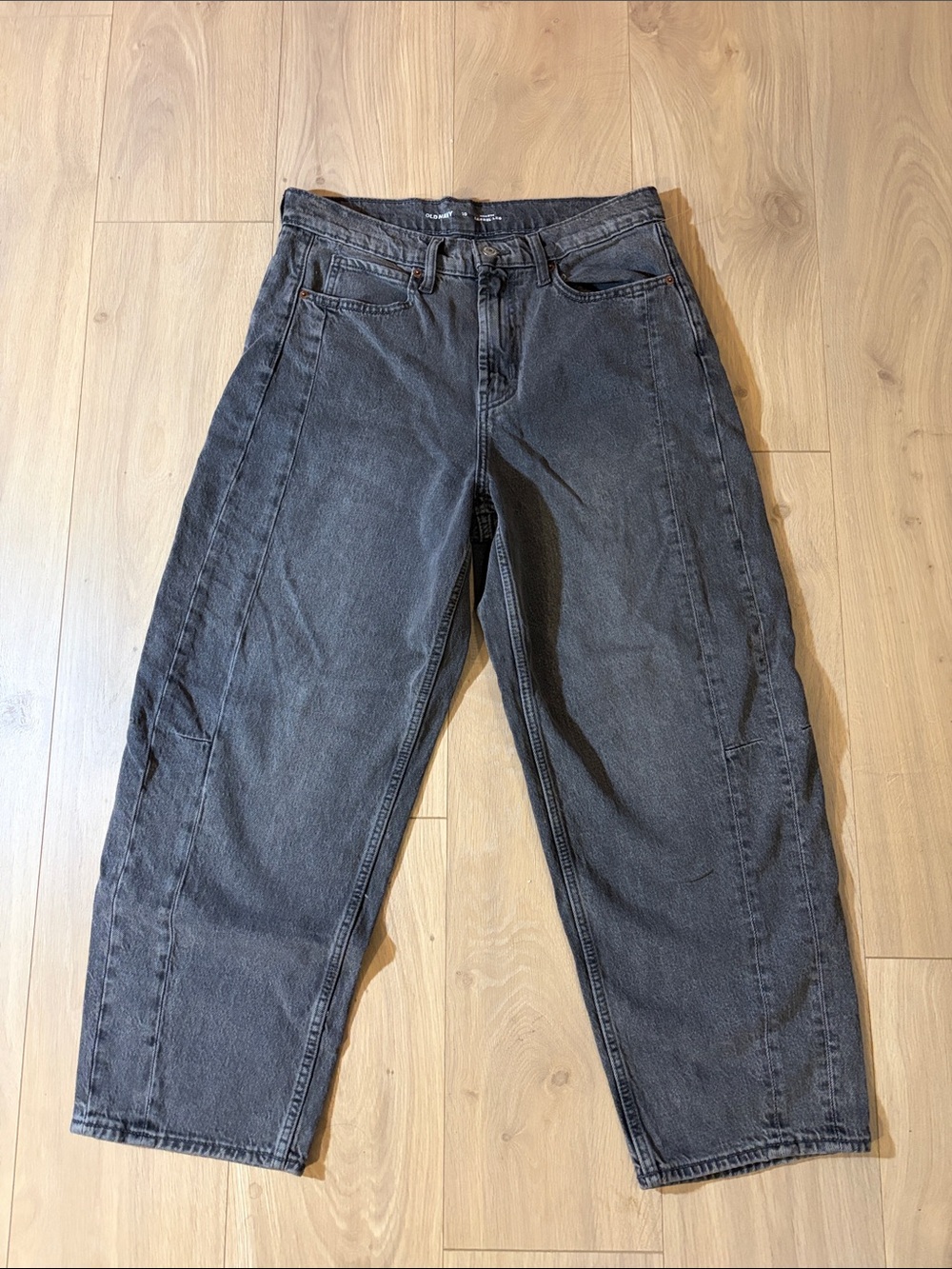 Old Navy high rise barrel leg Black Washed Jeans